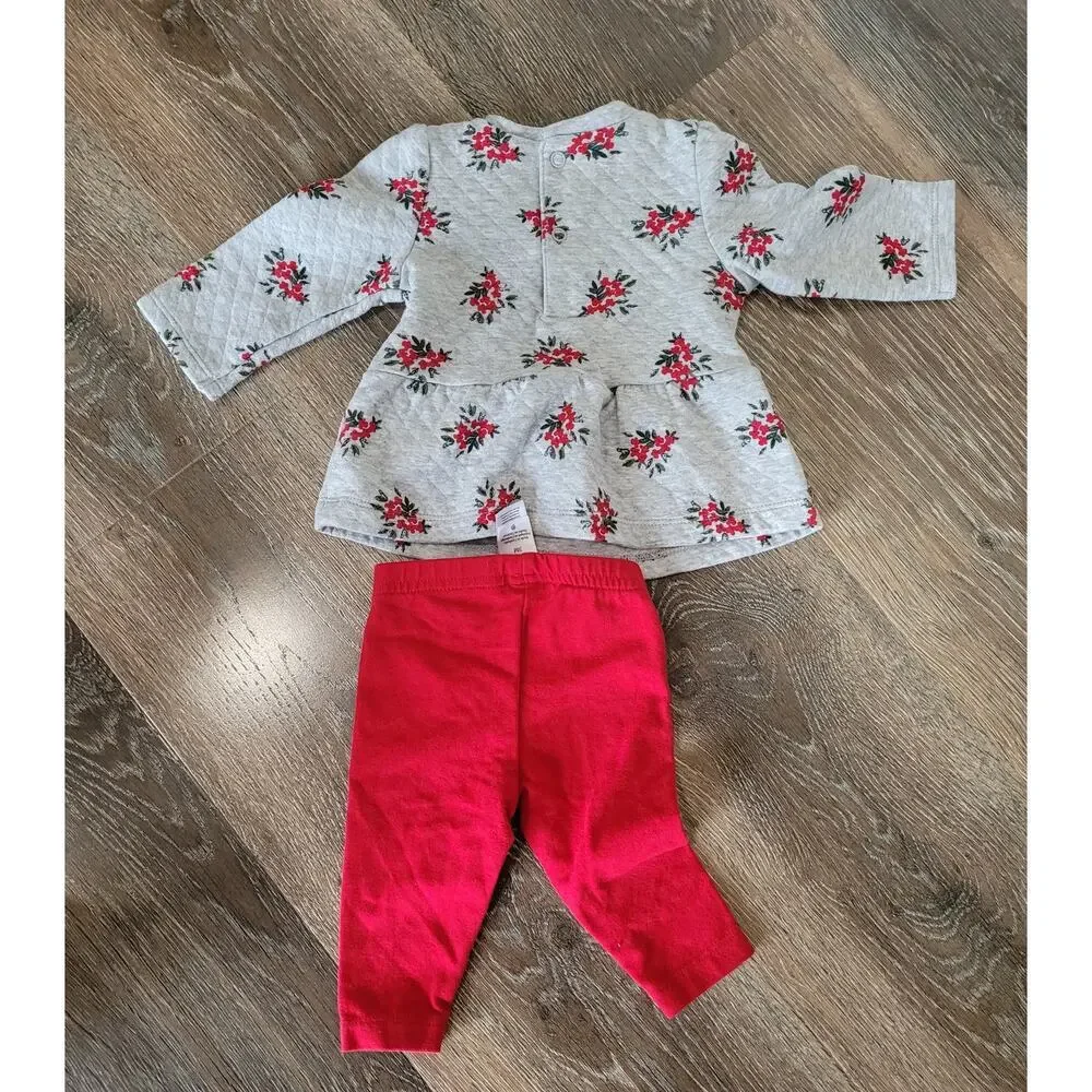 Carter's Baby Girl Christmas Winter Red Outfit Sweater and‎ Pants 3 Months #7